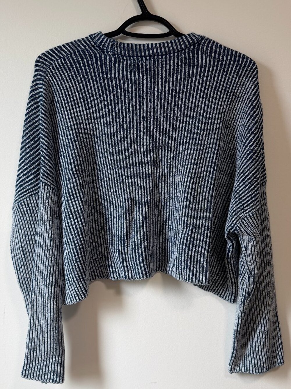 Noisy May Blue & White Cropped Ribbed Sweater – Size S - Picture 3 of 5